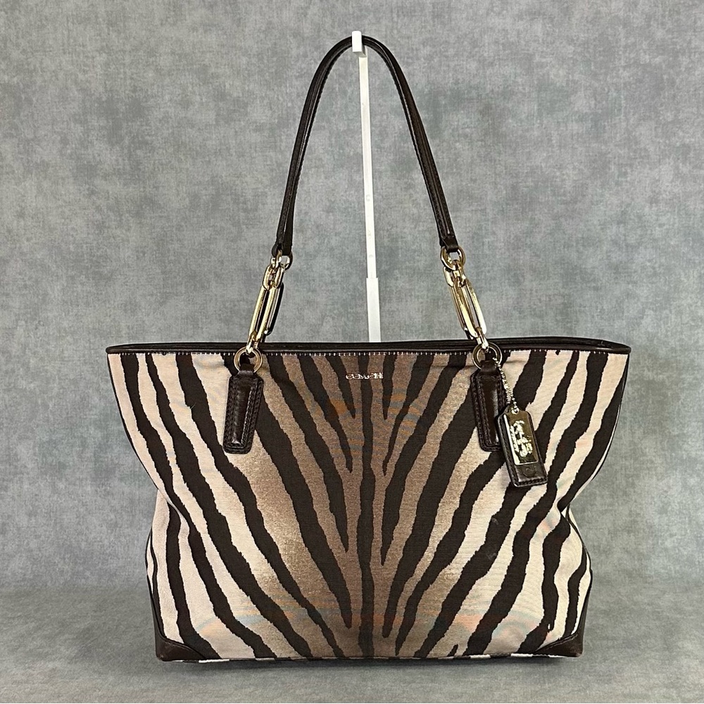COACH Madison East West Tote Zebra Print